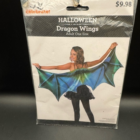 Celebrate Halloween Accessories - New Green Dragon Wings Costume Accessory Adult Size OSFM Cosplay Halloween Play